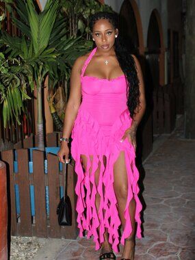 Pink Fringe Dress